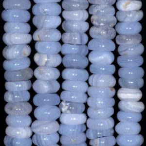 Shop Blue Lace Agate Rondelle Beads! 11X5-11X4MM Chalcedony Blue Lace Agate Gemstone Grade AA Rondelle Loose Beads 16 inch Full Strand (80002736-A167) | Natural genuine rondelle Blue Lace Agate beads for beading and jewelry making.  #jewelry #beads #beadedjewelry #diyjewelry #jewelrymaking #beadstore #beading #affiliate #ad