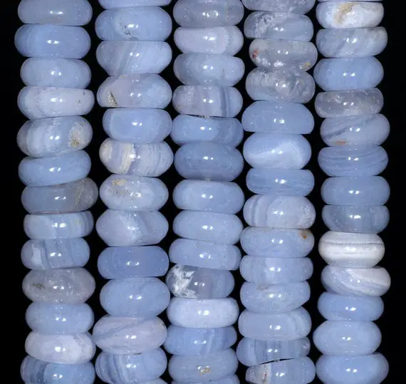 11x5-11x4mm Chalcedony Blue Lace Agate Gemstone Grade Aa Rondelle Loose Beads 16 Inch Full Strand (80002736-a167)
