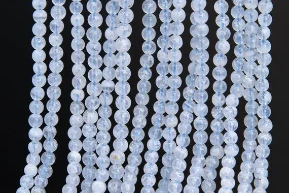 Genuine Natural Transparent Snowflake Blue Lace Agate Loose Beads Brazil Grade A Round Shape 4mm
