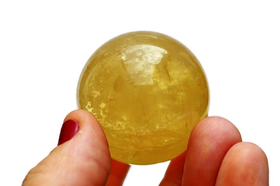 Yellow Calcite Sphere (39mm X 39mm X 39mm) - Natural Honey Calcite Crystal - Gift For Home - Balancing Energy Stone - Metaphysical Crystal