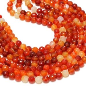 Shop Carnelian Faceted Beads! GU-2546-4 – Natural Carnelian Faceted Round Beads – 10mm – Gemstone Beads – 16" Full Strand | Natural genuine faceted Carnelian beads for beading and jewelry making.  #jewelry #beads #beadedjewelry #diyjewelry #jewelrymaking #beadstore #beading #affiliate #ad