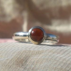 Shop Carnelian Rings! Simple Carnelian Ring, 925 Sterling Silver, Round Shape, Red Color Stone, Silver Band Ring, Handmade Ring, Can Be Personalized, Sale | Natural genuine Carnelian rings, simple unique handcrafted gemstone rings. #rings #jewelry #shopping #gift #handmade #fashion #style #affiliate #ad
