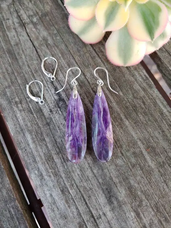 Gorgeous Charoite Earrings. Avail In Sterling Silver Only