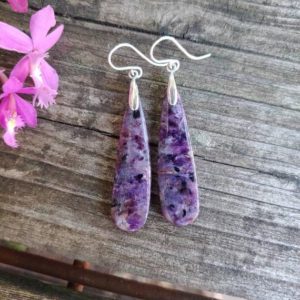 Shop Charoite Jewelry! Unique charoite earrings. Avail in sterling silver only | Natural genuine Charoite jewelry. Buy crystal jewelry, handmade handcrafted artisan jewelry for women.  Unique handmade gift ideas. #jewelry #beadedjewelry #beadedjewelry #gift #shopping #handmadejewelry #fashion #style #product #jewelry #affiliate #ad