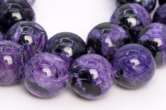 Genuine Natural Russian Charoite Gemstone Beads 12mm Dark Color Round Aa Quality Loose Beads (108977)