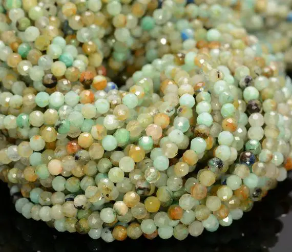 3mm Shattuckite Chrysocolla Gemstone Genuine Light Green Blue Micro Faceted Round Grade Aa Beads 15.5inch Wholesale (80010201-a193)
