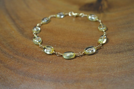 Delicate Citrine Bead Bracelet In 14k Gold, Sterling Silver // Golden Citrine // November Birthstone // 13th Anniversary // Boho, Hand Wired