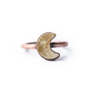 Shop Citrine Rings! Citrine moon ring | Citrine crystal ring | Citrine and copper ring | Real citrine fashion jewelry | Raw citrine crystal statement ring | Natural genuine Citrine rings, simple unique handcrafted gemstone rings. #rings #jewelry #shopping #gift #handmade #fashion #style #affiliate #ad