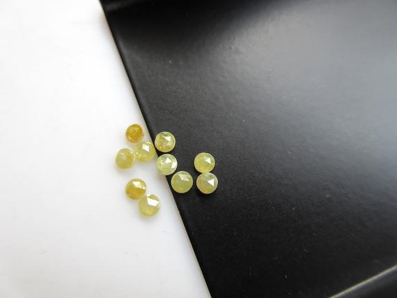 10 Pieces 2mm Natural Yellow Round Rose Cut Diamond Loose Flat Back Cabochon, Calibrated Rose Cut Diamonds, Sku-rcd32