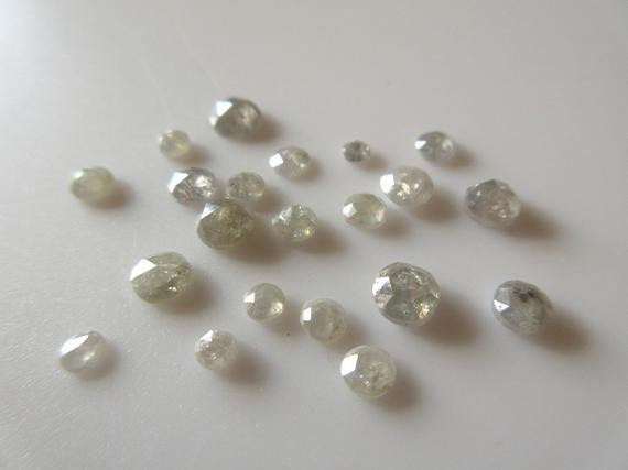 5 Pieces 3mm To 4mm Clear Opaque White Grey Round Rose Cut Diamond Loose Flat Back Cabochon Rose Cut Diamonds, Sku-rcd51