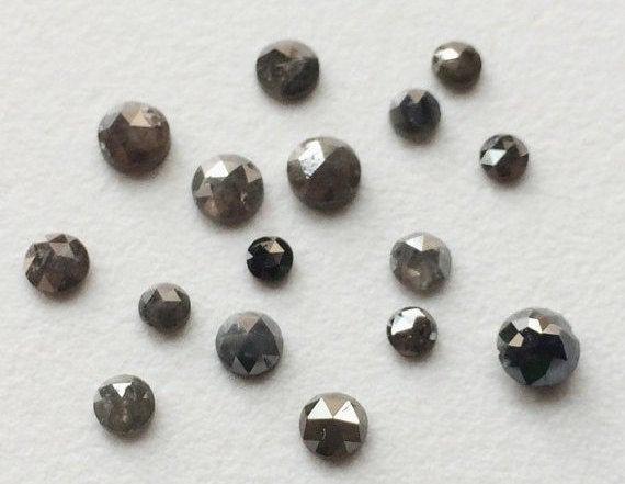 2.5-3mm Calibrated Dark Gray Rose Cut Diamond, Dark Gray Rose Cut Natural Diamond Loose, Melee Diamond For Jewelry (1pc To 8pcs) - Vicpa5053