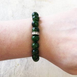 Shop Diopside Bracelets! Chrome Diopside Siberian Emerald and Swarovski Crystal 10mm Round Beaded Stretch Stacking Bracelet | Natural genuine Diopside bracelets. Buy crystal jewelry, handmade handcrafted artisan jewelry for women.  Unique handmade gift ideas. #jewelry #beadedbracelets #beadedjewelry #gift #shopping #handmadejewelry #fashion #style #product #bracelets #affiliate #ad