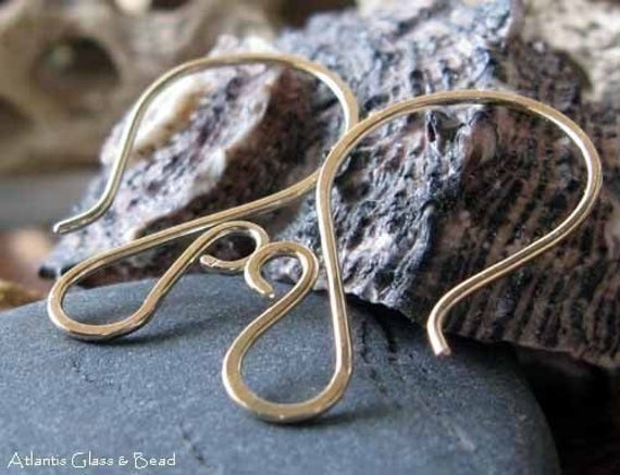 Fancy Earring Hooks In 14k Gold Filled. Handmade Ear Wires For Jewelry Making. Agb Hammered Tango