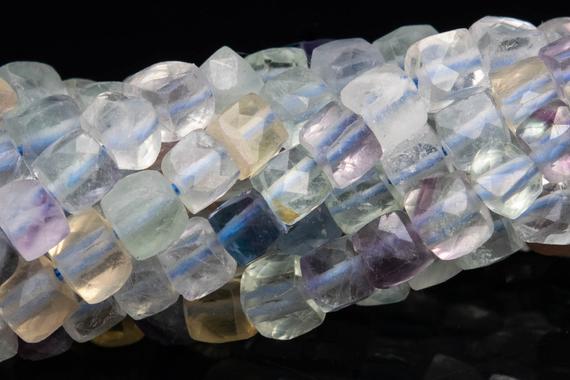 3mm Multicolor Fluorite Beads Faceted Cube Grade Aa Genuine Natural Gemstone Loose Beads 15" / 7.5" Bulk Lot Options (111637)