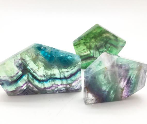 Fluorite Crystal - Rainbow Fluorite Crystal - Fluorite Slab - Healing Crystal - Rainbow Fluorite Slice - Fluorite Specimen - Rainbow