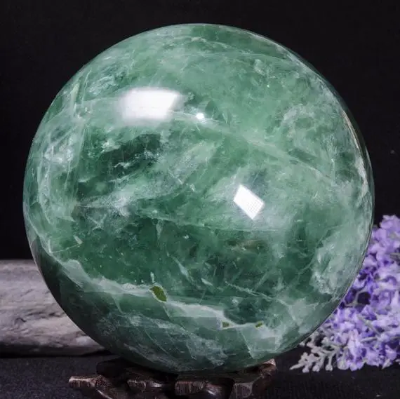 4.9"large Beautiful Green Tats Fluorite Sphere/green Fluorite Ball/colorful Rocks/healing Stone/chakra/zen/healing Crystal-125mm 3149g #8291