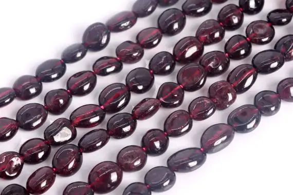 Genuine Natural Wine Red Garnet Loose Beads Grade Aa Pebble Nugget Shape 7-9mm