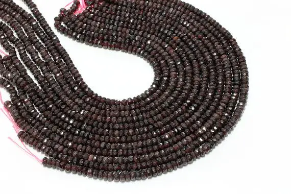 Rondelles Garnet Beads,faceted Beads,gemstone Beads,semiprecious Beads,garnet Gem Beads,jewelry Making Beads,diy Beads - 16" Strand