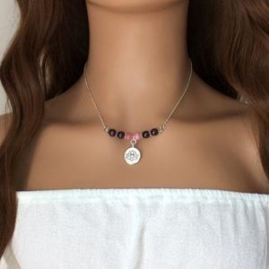 Shop Garnet Necklaces! Lotus necklace, Buddha, Om, red, pink, gemstone | Natural genuine Garnet necklaces. Buy crystal jewelry, handmade handcrafted artisan jewelry for women.  Unique handmade gift ideas. #jewelry #beadednecklaces #beadedjewelry #gift #shopping #handmadejewelry #fashion #style #product #necklaces #affiliate #ad