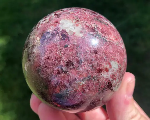 2.5" Sparkly Garnet Sphere, Deep Red Gemstone Crystal Sphere, Crystal Ball, Home Decor January Birthstone Gift, For Aquarius, Capricorn 1