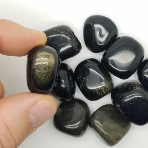 Shop Golden Obsidian Stones & Crystals! Golden Sheen Black Obsidian | Tumbled Stones Small 1 Piece | Natural genuine stones & crystals in various shapes & sizes. Buy raw cut, tumbled, or polished gemstones for making jewelry or crystal healing energy vibration raising reiki stones. #crystals #gemstones #crystalhealing #crystalsandgemstones #energyhealing #affiliate #ad