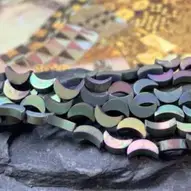 8x4x2mm Carved Rainbow Hematite Moon Loose bead 15.5 inch