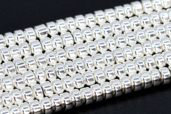 3x2mm 18k White Gold Tone Hematite Beads Grade Aaa Natural Gemstone Full Strand Rondelle Loose Beads 15.5" Bulk Lot Options (106932-2221)