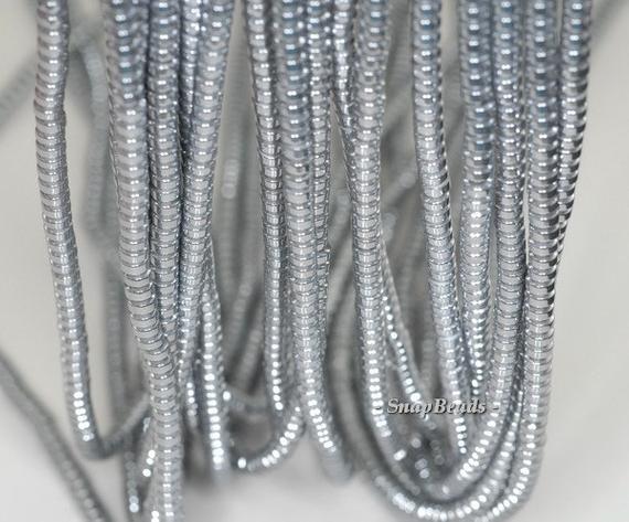 4x2mm Silver Hematite Gemstone Silver Rondelle Heishi 4x2mm Loose Beads 16 Inch Full Strand (90188983-149a)