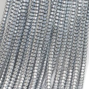 Shop Hematite Rondelle Beads! 4x3mm Silver Hematite Gemstone Silver Rondelle Heishi 4x3mm Loose Beads 15 inch Full Strand (90188985-149a) | Natural genuine rondelle Hematite beads for beading and jewelry making.  #jewelry #beads #beadedjewelry #diyjewelry #jewelrymaking #beadstore #beading #affiliate #ad