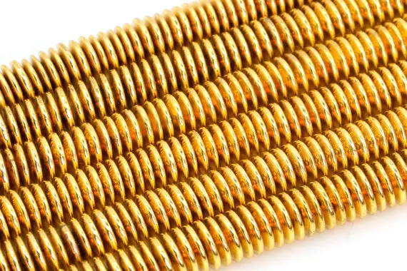 Shiny Gold Tone Hematite Loose Beads Rondelle Shape 6x1mm