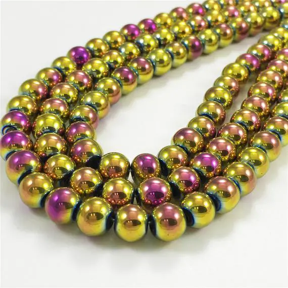 Multicolor Hematite Beads, Round Hematite Beads, Hematite Jewelry, 8mm, 10mm