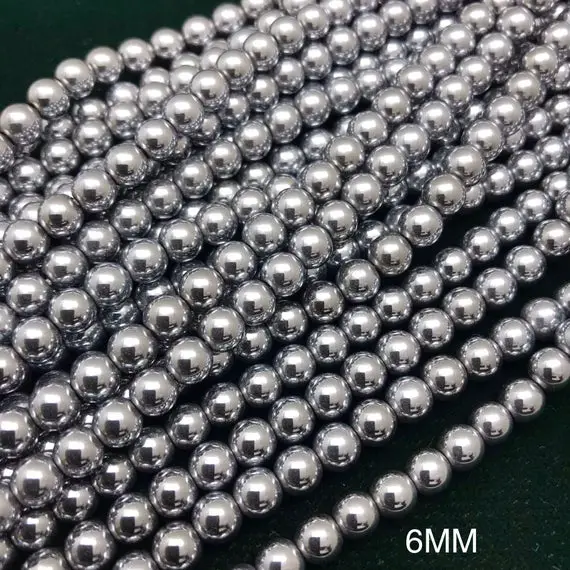 Sale Natural Silver Hematite Smooth Round Beads, 2mm/3mm/4mm/6mm Gemstone Beads 15 Inches, Silver Beads,hematite Beads、