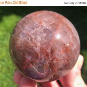 Shop Hematite Shapes! 2.5" FIre Quartz Sphere  Hematoid Red Pink Hematite in Quartz Sphere #1 | Natural genuine stones & crystals in various shapes & sizes. Buy raw cut, tumbled, or polished gemstones for making jewelry or crystal healing energy vibration raising reiki stones. #crystals #gemstones #crystalhealing #crystalsandgemstones #energyhealing #affiliate #ad