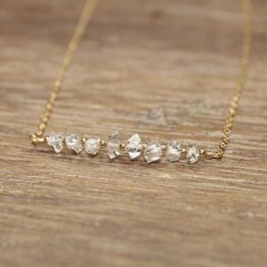 Shop Herkimer Diamond Necklaces! Herkimer Diamond Necklace, Gold Filled, Rose Gold or Sterling Silver Beads, Beaded, Bar Necklace, Diamond Crystal Jewelry, April Birthstone | Natural genuine Herkimer Diamond necklaces. Buy crystal jewelry, handmade handcrafted artisan jewelry for women.  Unique handmade gift ideas. #jewelry #beadednecklaces #beadedjewelry #gift #shopping #handmadejewelry #fashion #style #product #necklaces #affiliate #ad