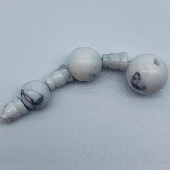 Natural White Howlite Semi-precious Gemstone Guru Mala Beads Set - 8mm, 10mm 12mm Sizes - 1 Or 5 Count