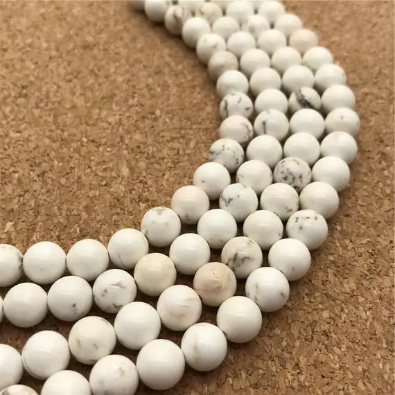 8mm White Howlite Beads, Round Gemstone Beads, Wholesale Beads