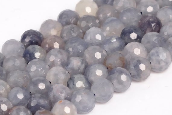 Genuine Natural Light Color Iolite Loose Beads Grade A Micro Faceted Round Shape 6mm