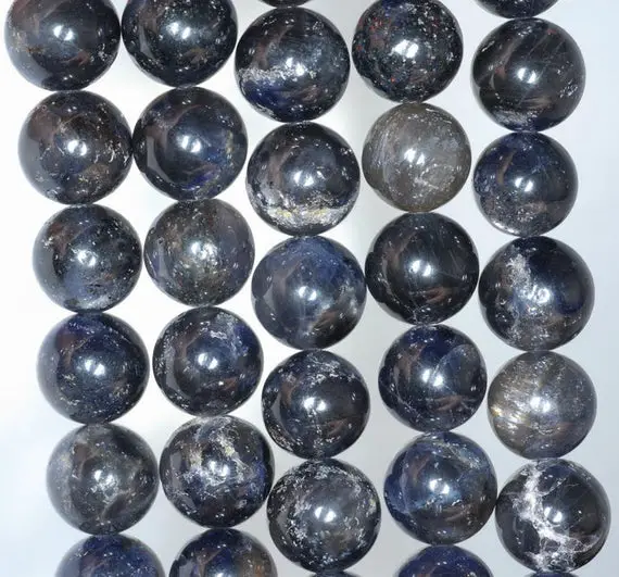 11mm Dark Blue Iolite Gemstone Grade A Round Loose Beads 7.5 Inch Half Strand (80001169-a159)