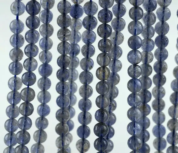 6-7mm Bermudan Blue Iolite Gemstone Grade Aaa Round Loose Beads 8 Inch Half Strand (90186115-832)