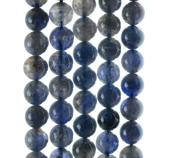 7-8mm Bermudan Blue Iolite Gemstone Grade Ab Round Loose Beads 7 Inch Half Strand (90142962-832)