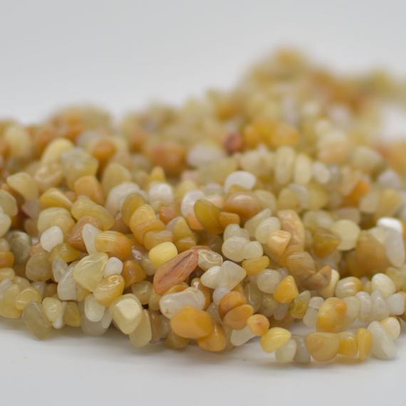 Natural Yellow Jade Semi-precious Gemstone Chips Nuggets Beads - 5mm - 8mm, 32" Strand