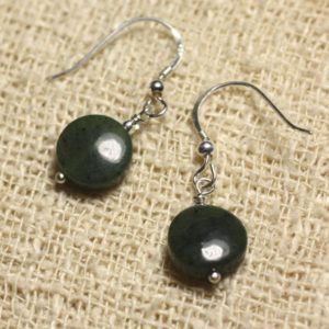 Shop Jade Earrings! Boucles oreilles Argent 925 – Jade Canada Nephrite Palets 10mm | Natural genuine Jade earrings. Buy crystal jewelry, handmade handcrafted artisan jewelry for women.  Unique handmade gift ideas. #jewelry #beadedearrings #beadedjewelry #gift #shopping #handmadejewelry #fashion #style #product #earrings #affiliate #ad