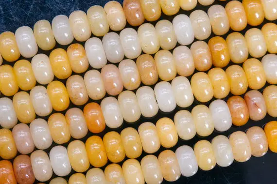 Genuine Natural Yellow Jade Loose Beads Rondelle Shape 10x6mm
