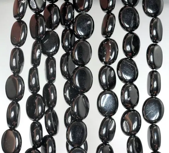 10x8mm Black Jet Gemstone Oval Loose Beads 16 Inch Full Strand (90186923-825)
