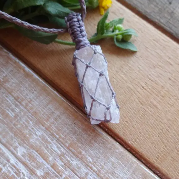 Kunzite Crystal Necklace / Reiki Healer Spiritual Gift Idea