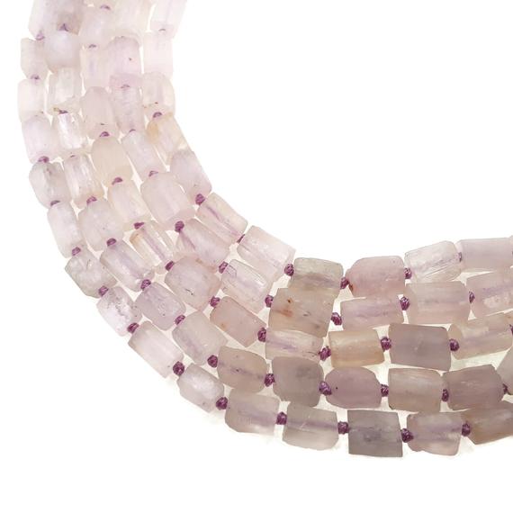 Natural Kunzite Matte Cylinder Tube Beads Approx 7x10mm 15.5" Strand