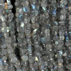 5×5-7x7mm Grey Labradorite Gemstone Flat Round Nugget Loose Beads 14 inch Full Strand (90184975-898) | Natural genuine chip Labradorite beads for beading and jewelry making.  #jewelry #beads #beadedjewelry #diyjewelry #jewelrymaking #beadstore #beading #affiliate #ad