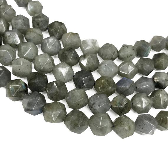 Faceted Gray Labradorite Beads, Star Cut Beads, Gemstone Beads, 8mm, 10mm