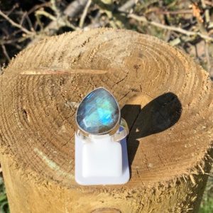 Shop Labradorite Rings! Womens Labradorite Silver Ring, Pear Stone  Silver Ring, Gift For Wife or Girlfriend, Faceted Gemstone | Natural genuine Labradorite rings, simple unique handcrafted gemstone rings. #rings #jewelry #shopping #gift #handmade #fashion #style #affiliate #ad