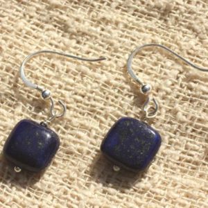 Shop Lapis Lazuli Earrings! Earrings 925 sterling silver and Lapis Lazuli 10mm square | Natural genuine Lapis Lazuli earrings. Buy crystal jewelry, handmade handcrafted artisan jewelry for women.  Unique handmade gift ideas. #jewelry #beadedearrings #beadedjewelry #gift #shopping #handmadejewelry #fashion #style #product #earrings #affiliate #ad